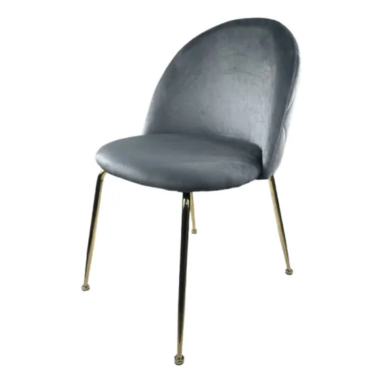 Silla Velvet Tapizada En Pana Gris Patas Doradas De Emuebles Cantidad de sillas por set 1 Color de la estructura de la silla Dorado