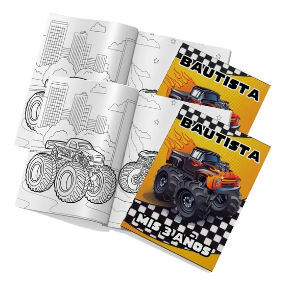  Librito Colorear Personalizado En Bolsita X10 Monster Truck