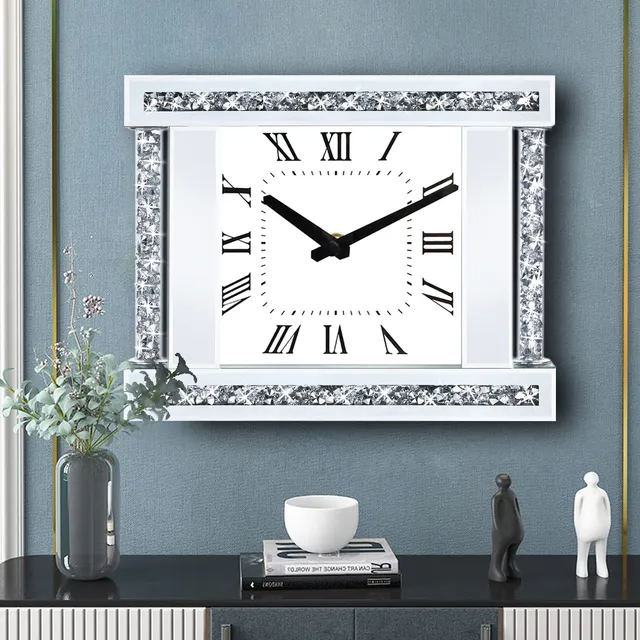 Reloj Pared Espejo Columna Wocred Silencioso Diamante Que No