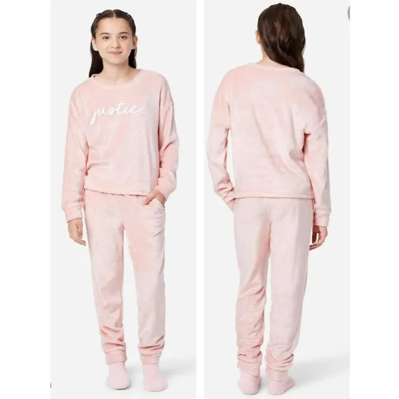 Pijama De Niña Justice Felpa Incluye Medias Talla 7/8