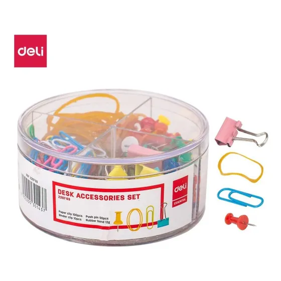Set Oficina Clips/manecillas/push Pins/bandas E Ez20703
