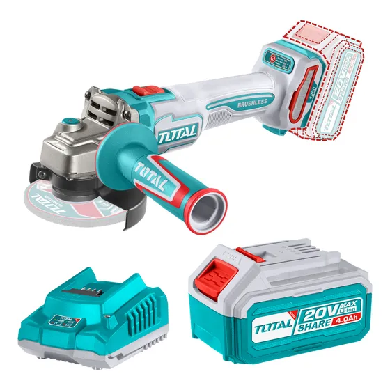 Amoladora Sin Carbones 20v 1200w Total 4.1/2' Batería Y Carg