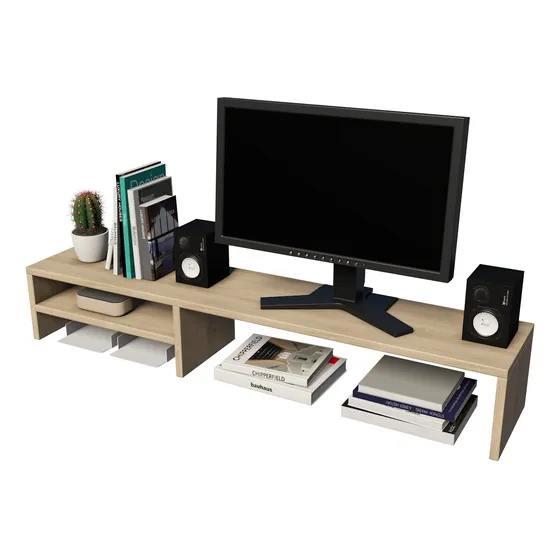 Suporte Dois Monitores Gamer Mesa Setup Home Office Cor Mel