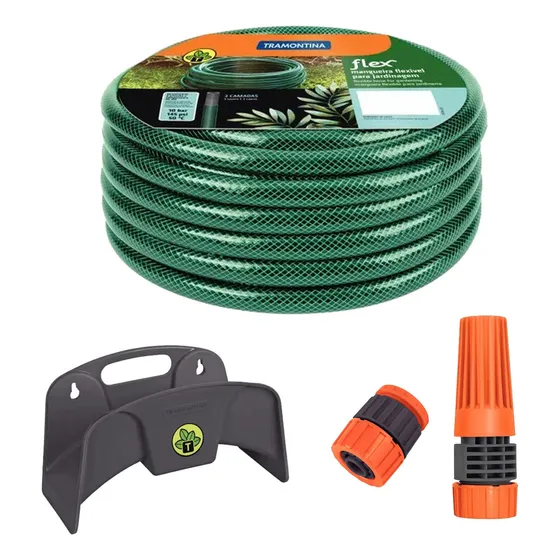 Kit Mangueira Tramontina 1/2 10 Metros Flex Com Suporte