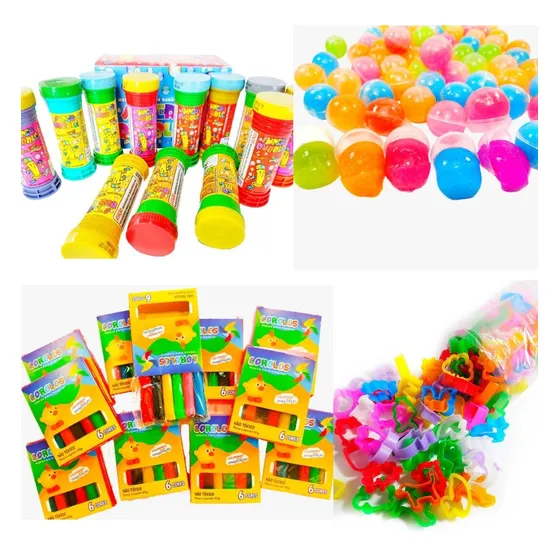 40 Massinha Modelar+40 Bolha Sabão+40 Slime+80 Cortador Mass