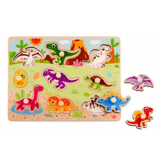 Encaje Dinosaurios Con Volumen Madera X8 Piezas - Del Tomate