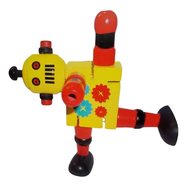 Robot Didactico De Madera Con Elasticos Articulados Oferta!!