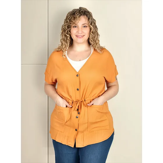 Saco Spolverino Casaca Broche Lino Onara Cloe T. Grande Cs
