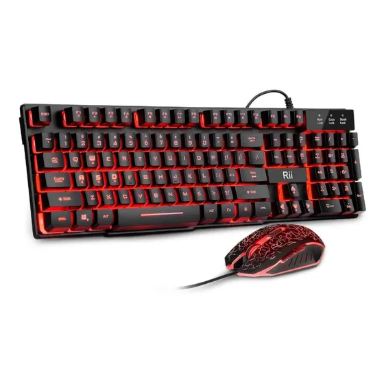 Kit Teclado+mouse K-13 Retroiluminado Rojo