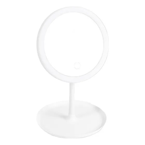 Espejo De Maquillaje Con Luz Led Táctil Recargable Color del marco Blanco