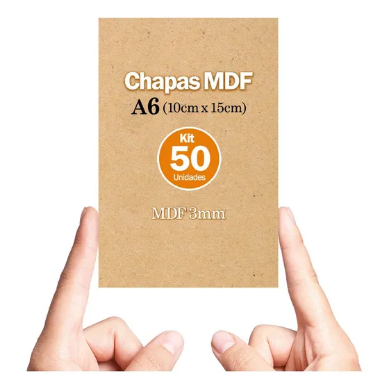 Kit 50 Chapas De Mdf Cru 3mm 10x15 Cm  A6 Artesanato Quadro