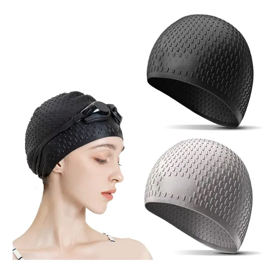 2pzs Gorro De Natacion Silicona Para Hombres Y Mujeres Dama