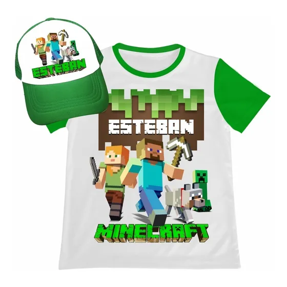 Franela Mas Gorra Niño Niña Minecraft Algodon