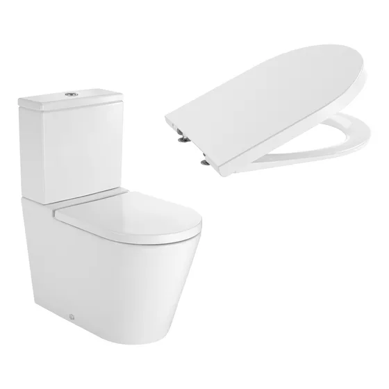 Combo Roca Inspira Inodoro Largo Rimless Deposito Tapa Caida Suave Sanitario Blanco