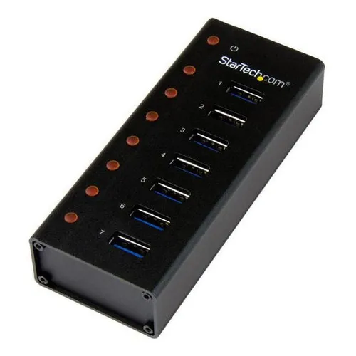 Concentrador Usb 3.0 7 Puertos Hub Cofre Metalica De Pared Variación Negro