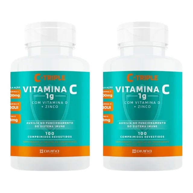 Kit C-triple Vitamina C 1g C/ 2un De 100 Comp Revestidos Cd