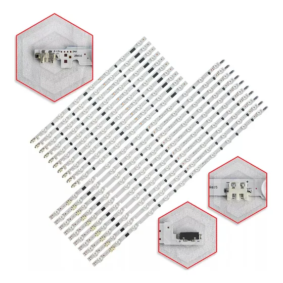 Kit 20 Barras Compatível Com n55F6400Ag Un55F5500Ag Un55F5200Ag Televisão 55 Polegadas Pci Eletroparts