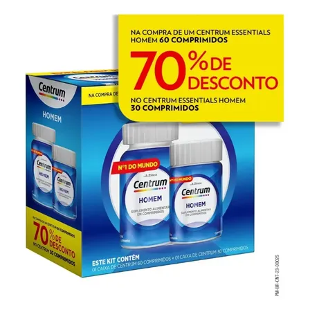 Multivitamínico Para Homem Centrum Vitaminas De A À Z 90 Comprimidos Sem Sabor