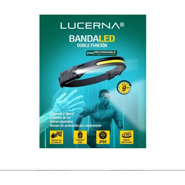 Linterna Frontal Banda Led Lucerna 2 Funcion, Switch Sensor