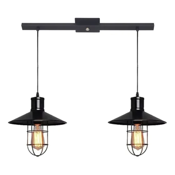 Colgante 2 Luces Naval Antiguo Jaula + Lampara Barra Envio