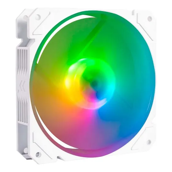 Ventilador Gamer BALAM RUSH EOLOX BLAZE EX70W 120mm ARGB Diseño Cuadrado Rainbow 1200RPM Blanco 3 Pin