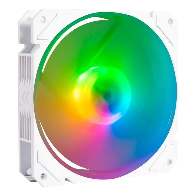 Ventilador Gamer BALAM RUSH EOLOX BLAZE EX70W 120mm ARGB Diseño Cuadrado Rainbow 1200RPM Blanco 3 Pin