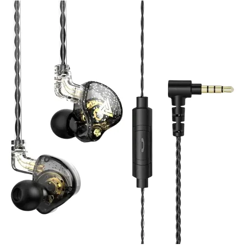 Auriculares in-ear Qkz Ak6 Pro microfono color negro cable desmontable