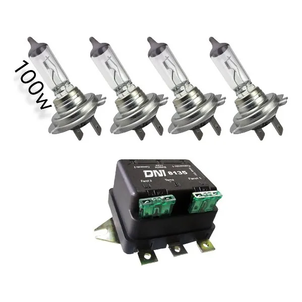 Kit 4 Lâmpadas H7 100w 12v + Rele Duplo Farol