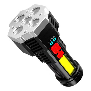 Linterna Cob De Alta Potencia, 5 Led, Recargable Por Usb Linterna Cob De Alta Potencia, 5 Led, Recargable Por Usb