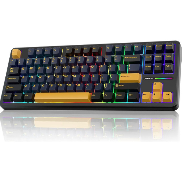 Teclado Mecânico Aula F87 Sem Fio Tri Mode Hot Swapp Cinza-escuro Português Brasil
