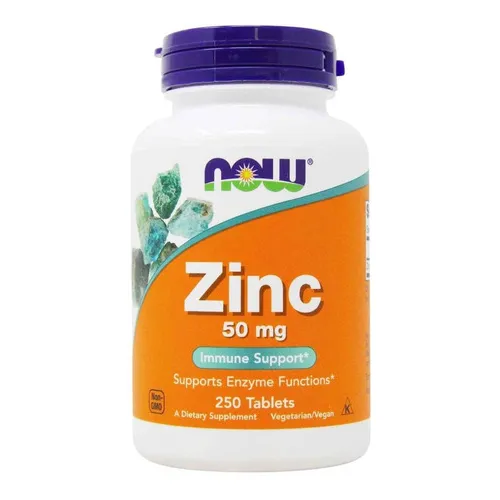 Now Foods Zinc Imunidad 50mg 250 Tabs Vegano Sabor Sin Sabor