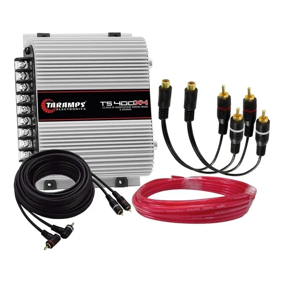 Módulo Taramps Ts400x4 + Cabo 6mm + Cabo Rca + 2 Cabos Y Som Automotivo