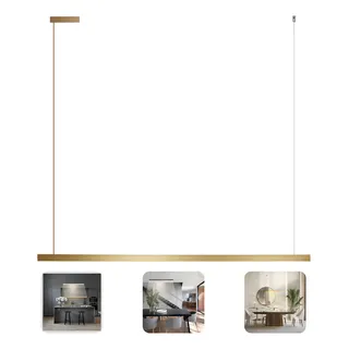 Lustre Pendente De Led Linear 15w 3000k Perfil Ultrafino 1m Estrutura Dourado Lustre Pendente De Led Linear 15w 3000k Perfil Ultrafino 1m Estrutura Dourado