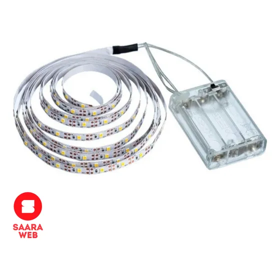 Fita Super Led 2m Metros Branco-frio Alimentação 3 Pilhas Aa Luz Branca Azulada Fixa Cortável Ajustável Saara Web