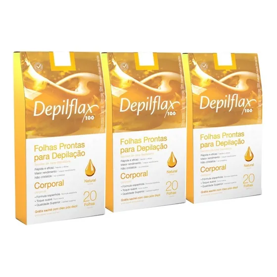 Kit 3cx Folhas Prontas  Depilação Corporal Natural Depilflax