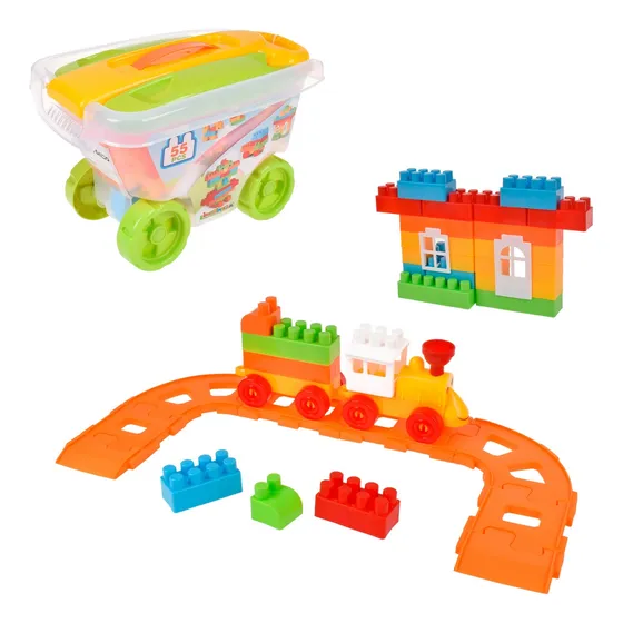 Set 55 Bloques Preescolares En Carro Contenedor