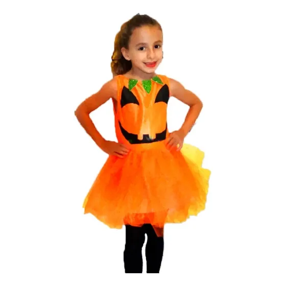 Disfraz Calabacita Con Tul. Fiesta Halloween Chirimbolos