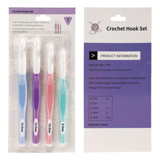 Set De 4 Crochet De Plastico Xl Jumbo 8 A 15mm Set De 4 Crochet De Plastico Xl Jumbo 8 A 15mm