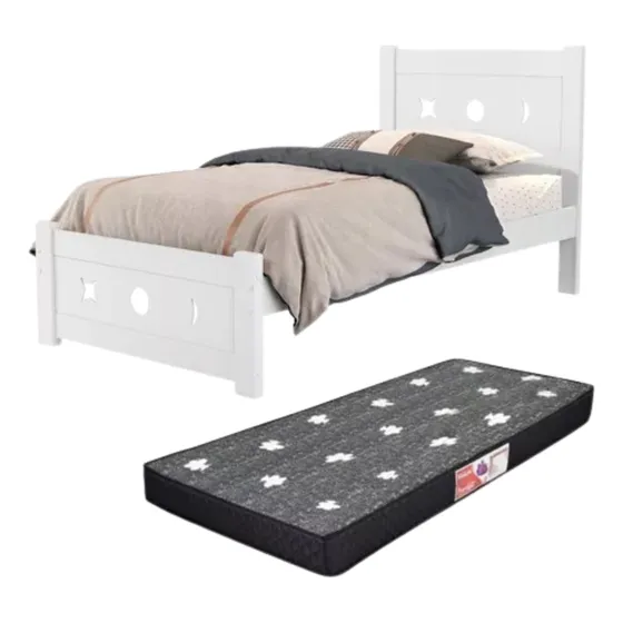 Cama Solteiro Mdf Colchão Antialérgico Moderna Espaçosa 