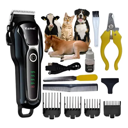 Máquina Tosa Profissional Kemei Sem Fio Cães Gatos Cavalos Verde-escuro 127/220v
