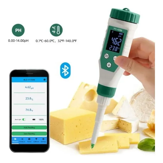 Medidor De Ph Inteligente Semi Sólidos Alimentos Phmetro Dig