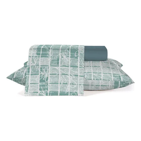Jogo De Cama Queen Cristalino Verde 4 Pçs 100% Algodão Teka