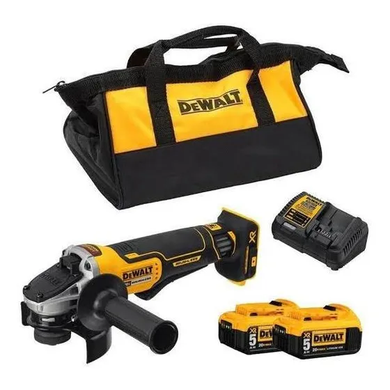 Esmerilhadeira Angular à Bateria 20V Dewalt Modelo DCG413P2 Acompanha 2 Baterias e 1 Carregador