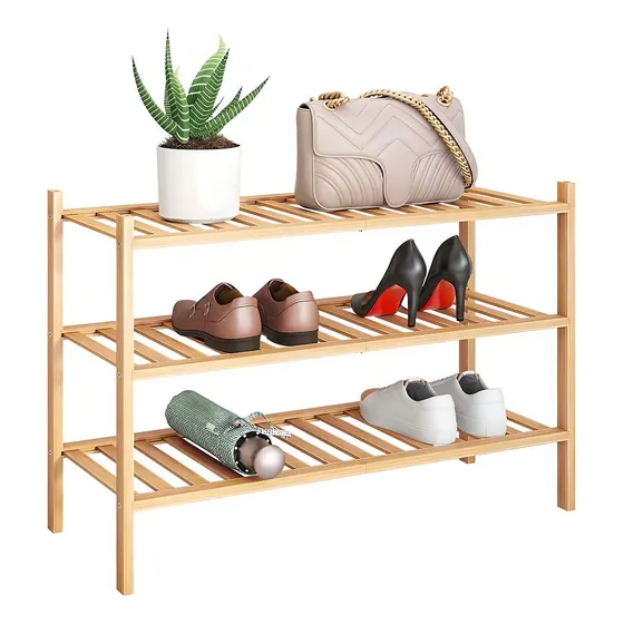 Zapatera Badecor 3 Estantes - Mueble De Madera De Bambú, Estantería Multiuso - Decoración Y Organización - 68x28cm Alto 46cm