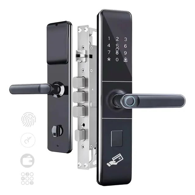 Cerradura Electrónica Inteligente con Huella Dactilar Digital - Chapa de Seguridad Vasoyo MX03, Idioma Español Incluido，Color Negro