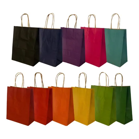 10 Sacola De Papel Kraft Presente Colorida 17,5x8,5x21,5cm