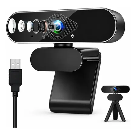 Webcam Camara Web 4k Fullhd Computadora Microfono Negro Negro