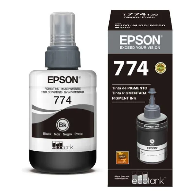 Botella De Tinta Epson T774 Original T774120 Color Negro