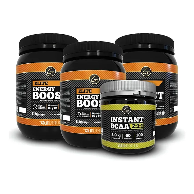 Pack Preentreno - Bcaa 300 G + 3 Energy Boost 1 Lb Sabor Wild Orange + Sin sabor