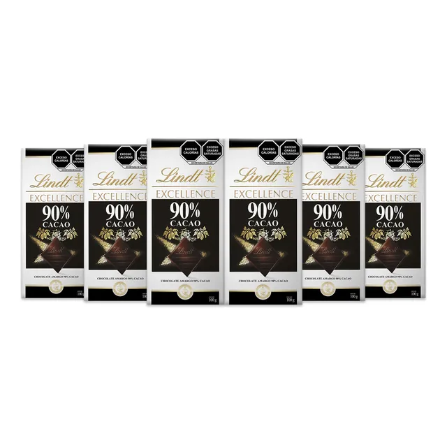 Pack 6 Barras Chocolate Amargo Lindt 90% Cacao 100g